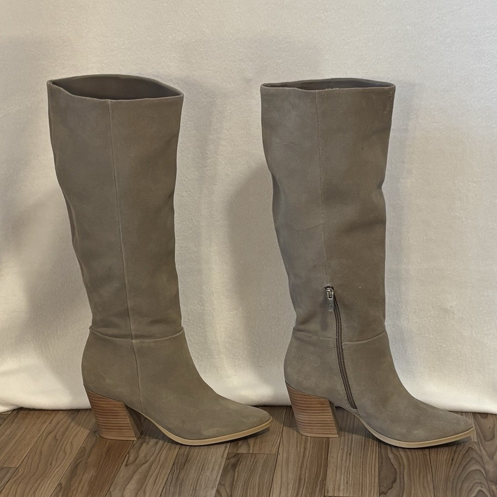 Dolce Vita Rudy Suede Leather Boots Size 8.5 Taupe‎ Tan Brown Slouchy Boho City